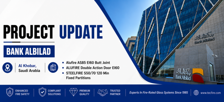 TECFIRE MEA Supplies Advanced Fire-Rated Glazing Systems for Bank Albilad Project in Al Khobar, Saudi Arabia