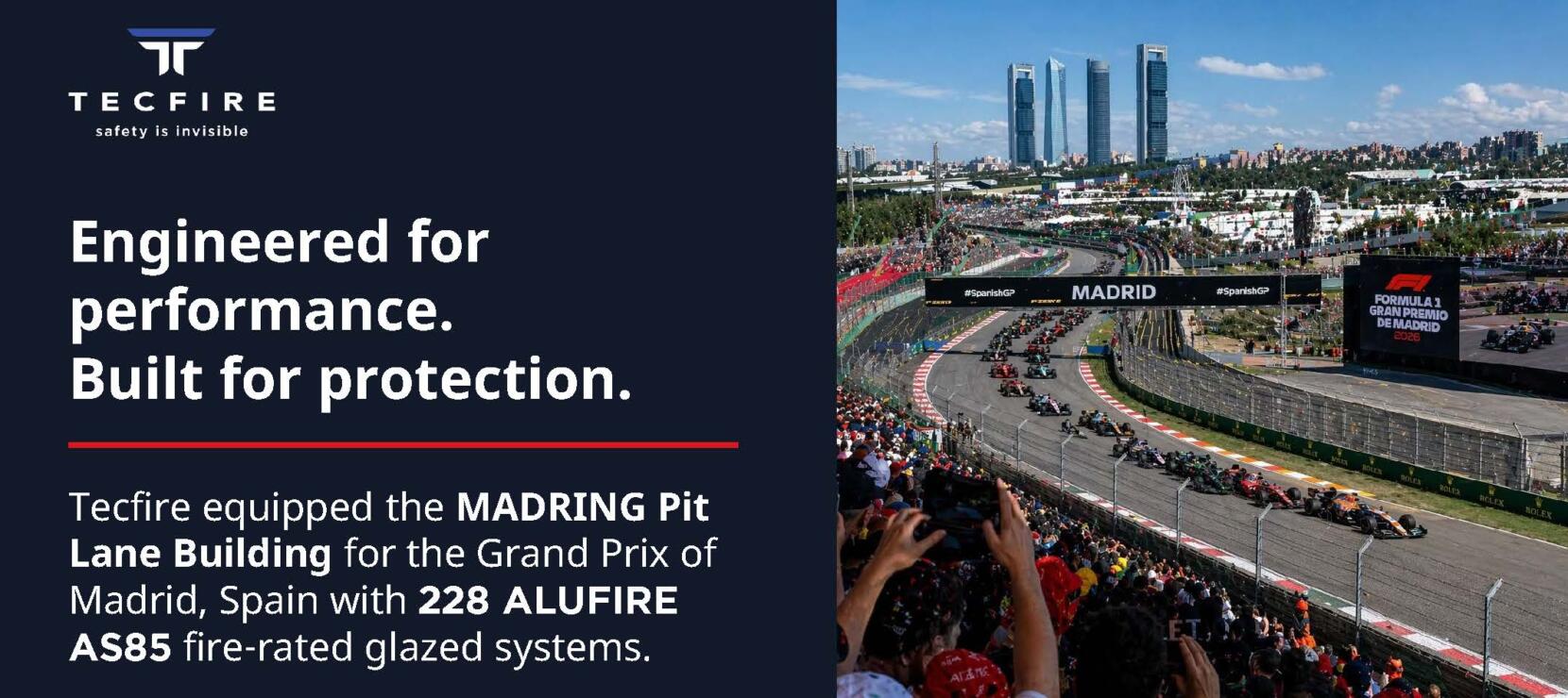 Tecfire Equips the MADRING Pit Lane Building with 228 Alufire AS85 Fire-Rated Systems